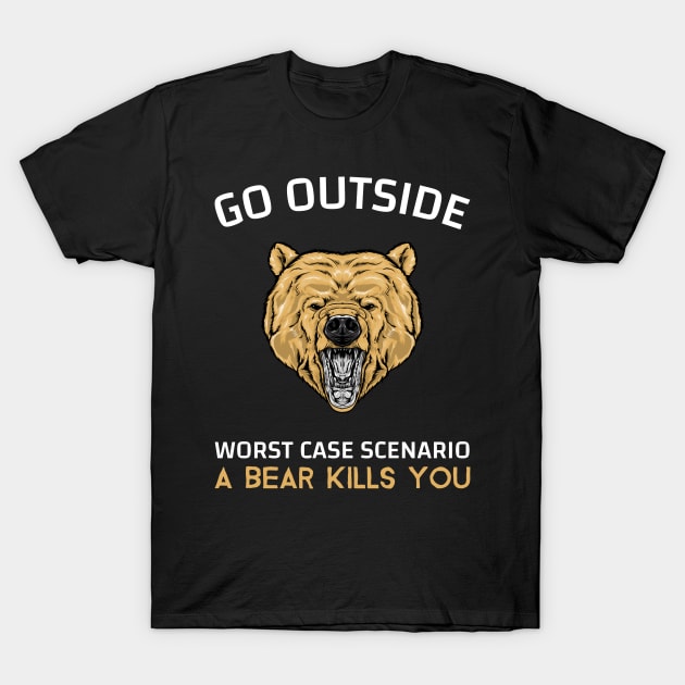 BEAR OUTDOORS CAMPING T-Shirt by HEROESMIND